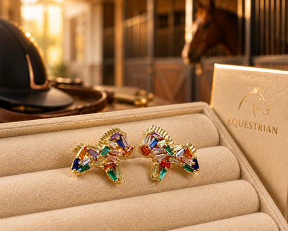 18k Gold Ohrringe mit Pferdemotiv