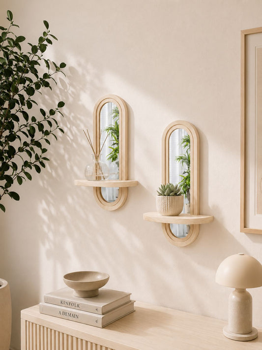 BOHO-Wandregal mit Spiegel