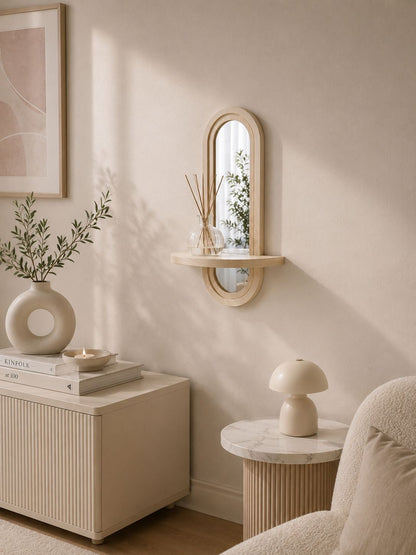 BOHO-Wandregal mit Spiegel